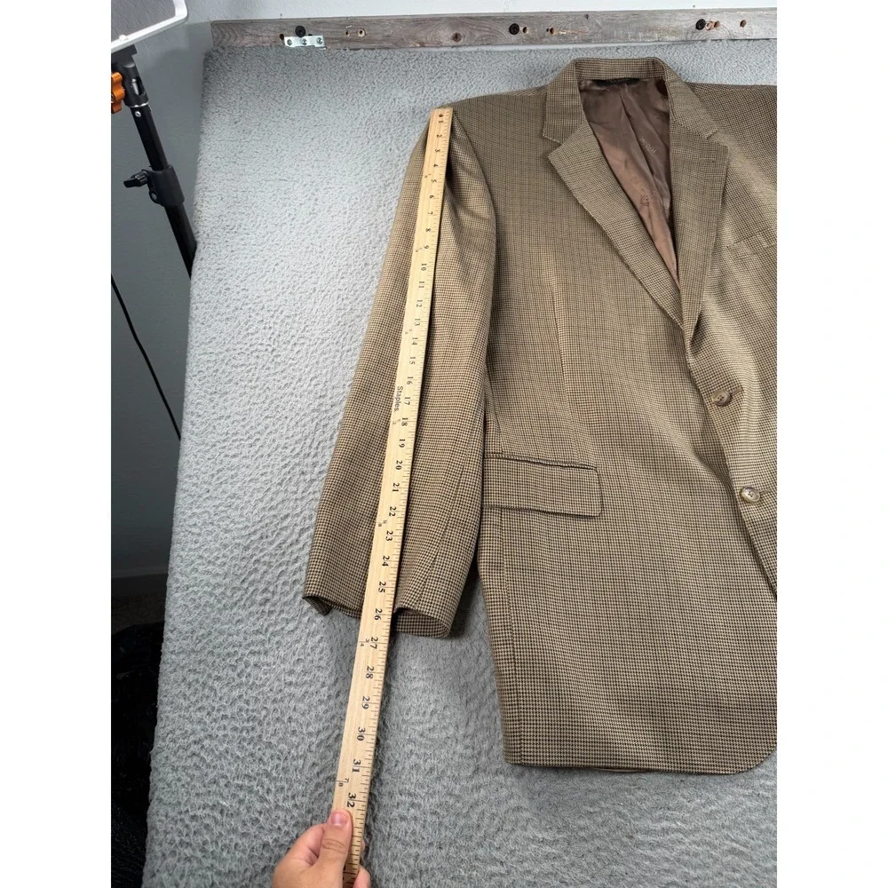 Jos A Bank Reserve Blazer Mens 48L Brown Silk Wool Houndstooth Sport Coat
